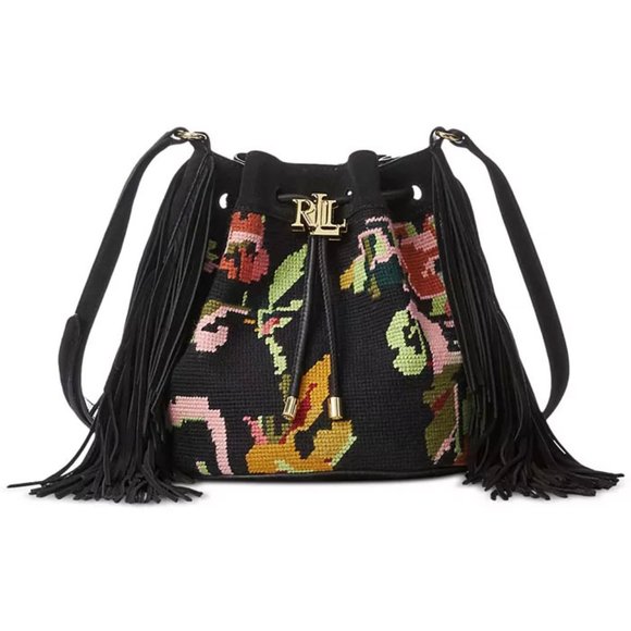 LAUREN RALPH LAUREN Needlepoint Medium Andie Drawstring Bag - Picture 1 of 8